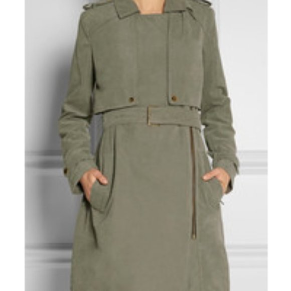 DAY Biger et Mikkelsen Brushed Twill Trench Coat. Fits XS or Small. Olive Green. - Picture 4 of 12